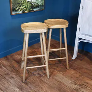 Eclectic Weathered Oak Farmhouse Stool Low